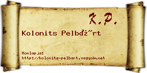 Kolonits Pelbárt névjegykártya